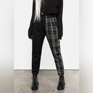 DISTURBIA CHECKMATE HIGH WAIST TAPERED TROUSERS